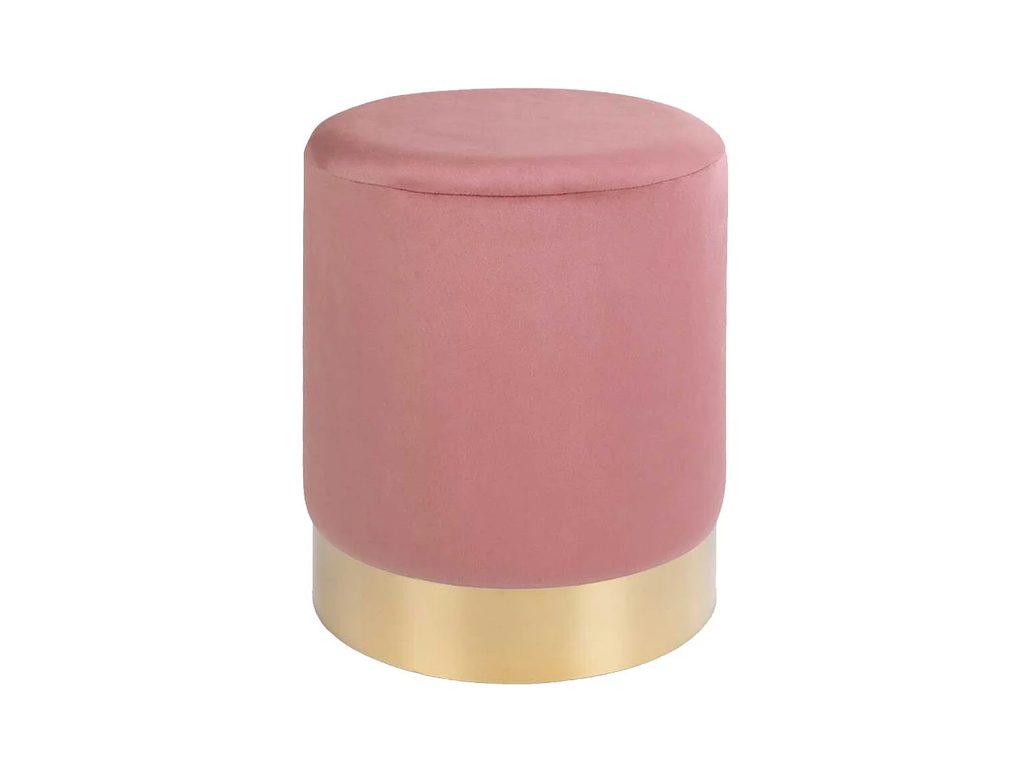 Runder Polsterhocker in Rosa und Messingfarben 43 cm hoch
