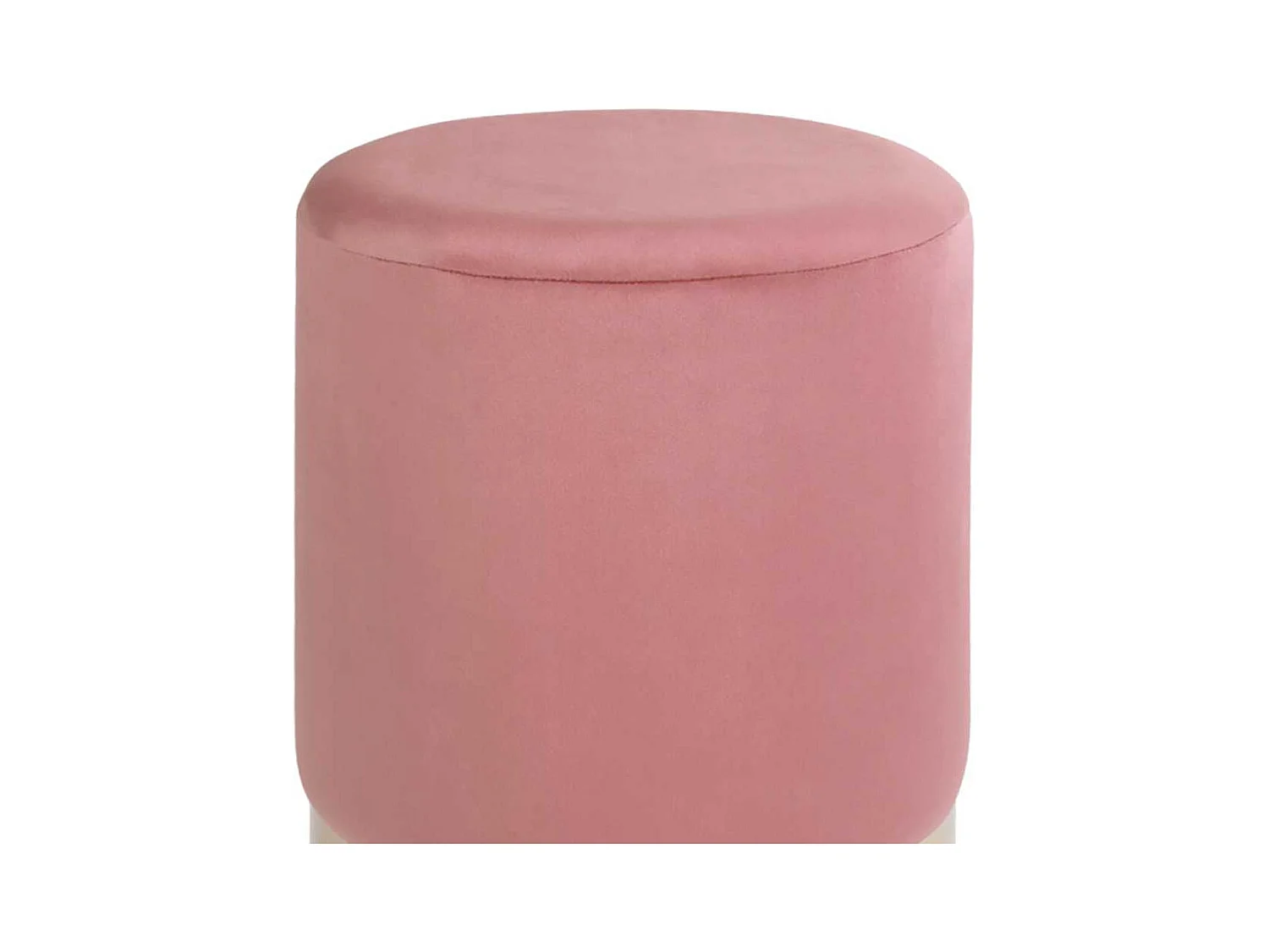 Runder Polsterhocker in Rosa und Messingfarben 43 cm hoch