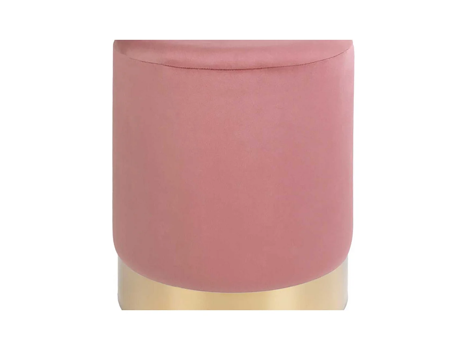 Runder Polsterhocker in Rosa und Messingfarben 43 cm hoch