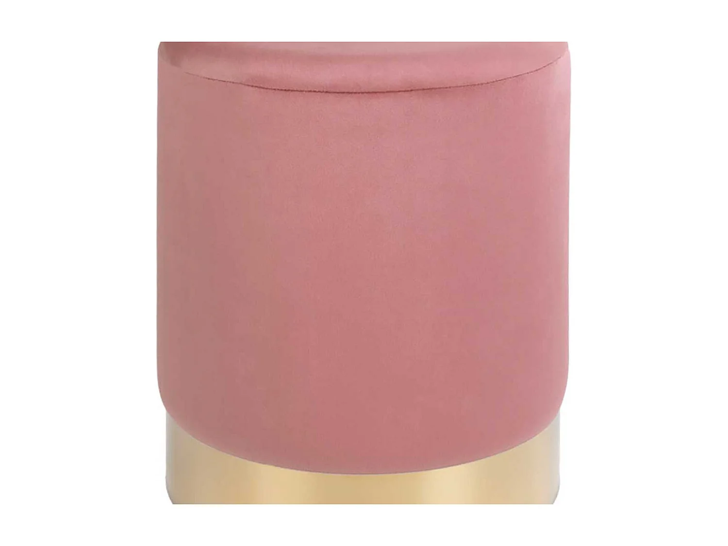 Runder Polsterhocker in Rosa und Messingfarben 43 cm hoch