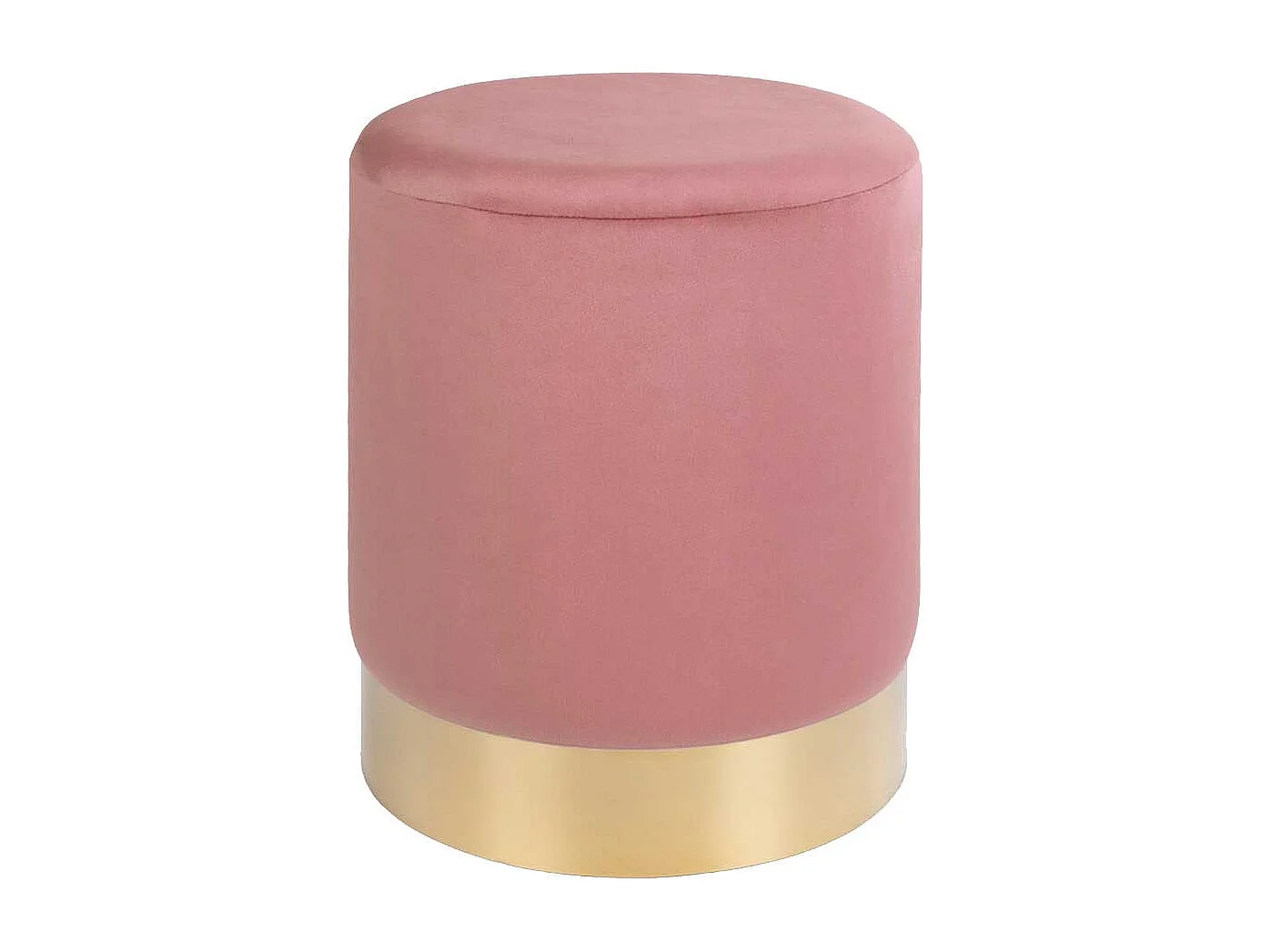 Runder Polsterhocker in Rosa und Messingfarben 43 cm hoch
