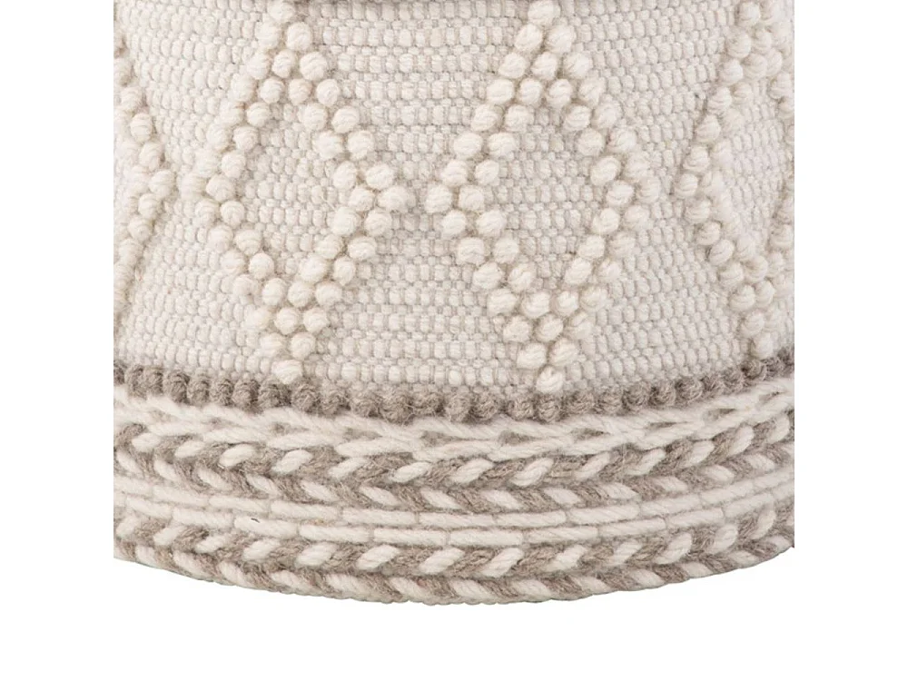 Polsterhocker Sitzhocker im Boho Style in Cremeweiß