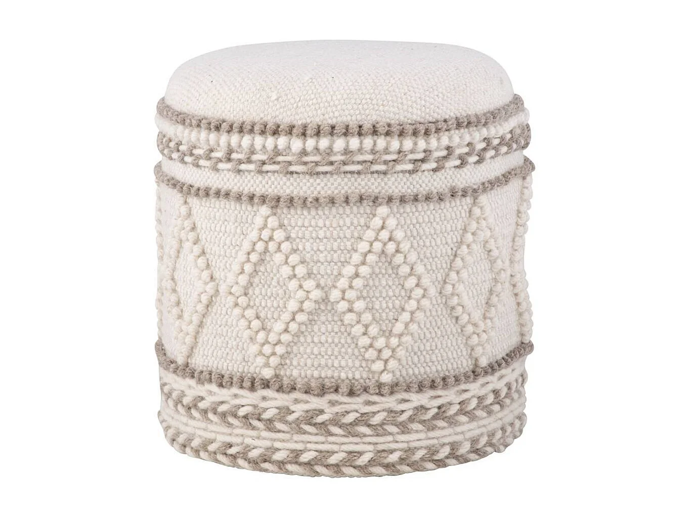 Polsterhocker Sitzhocker im Boho Style in Cremeweiß