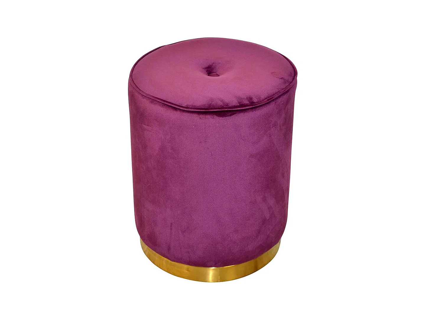 Runder Samt Sitzpouf in Bordeaux und Goldfarben 43 cm hoch