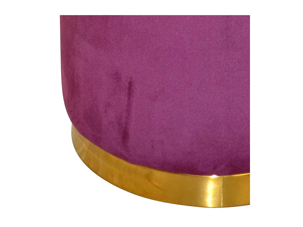 Runder Samt Sitzpouf in Bordeaux und Goldfarben 43 cm hoch