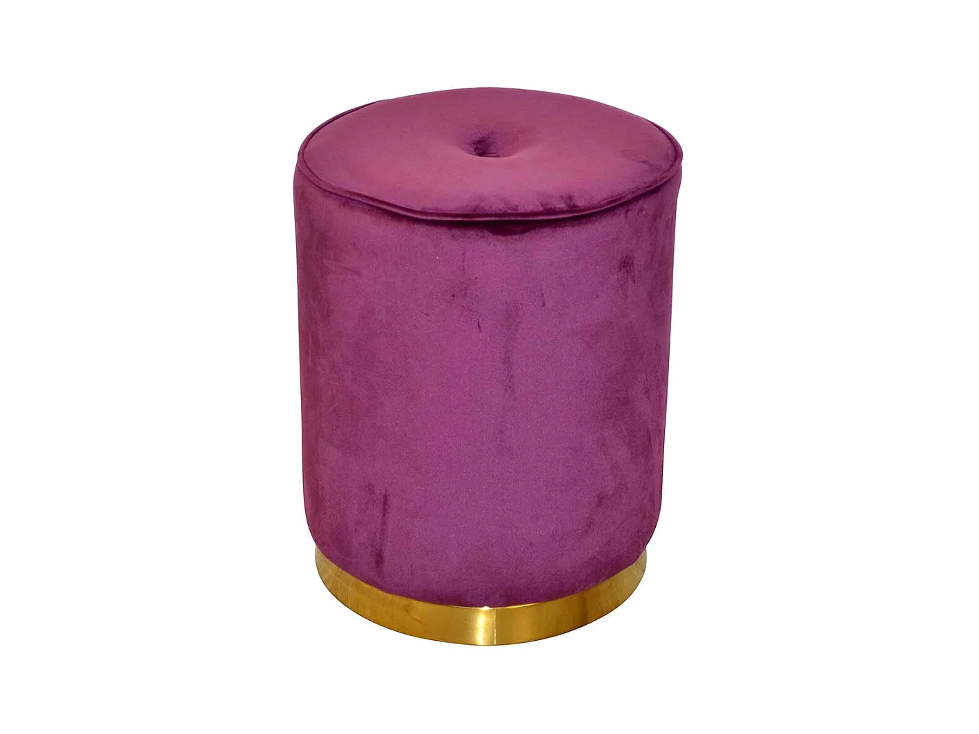 Runder Samt Sitzpouf in Bordeaux und Goldfarben 43 cm hoch