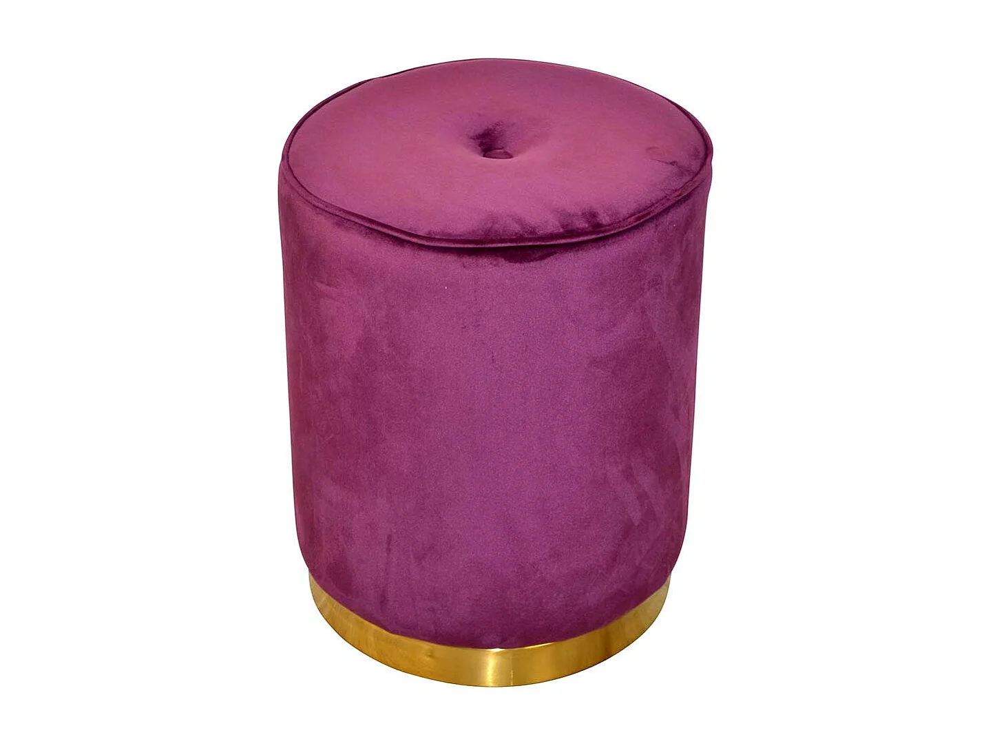 Runder Samt Sitzpouf in Bordeaux und Goldfarben 43 cm hoch