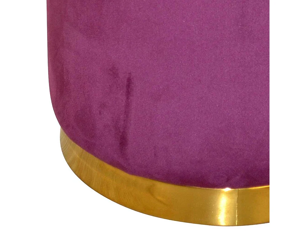 Runder Samt Sitzpouf in Bordeaux und Goldfarben 43 cm hoch