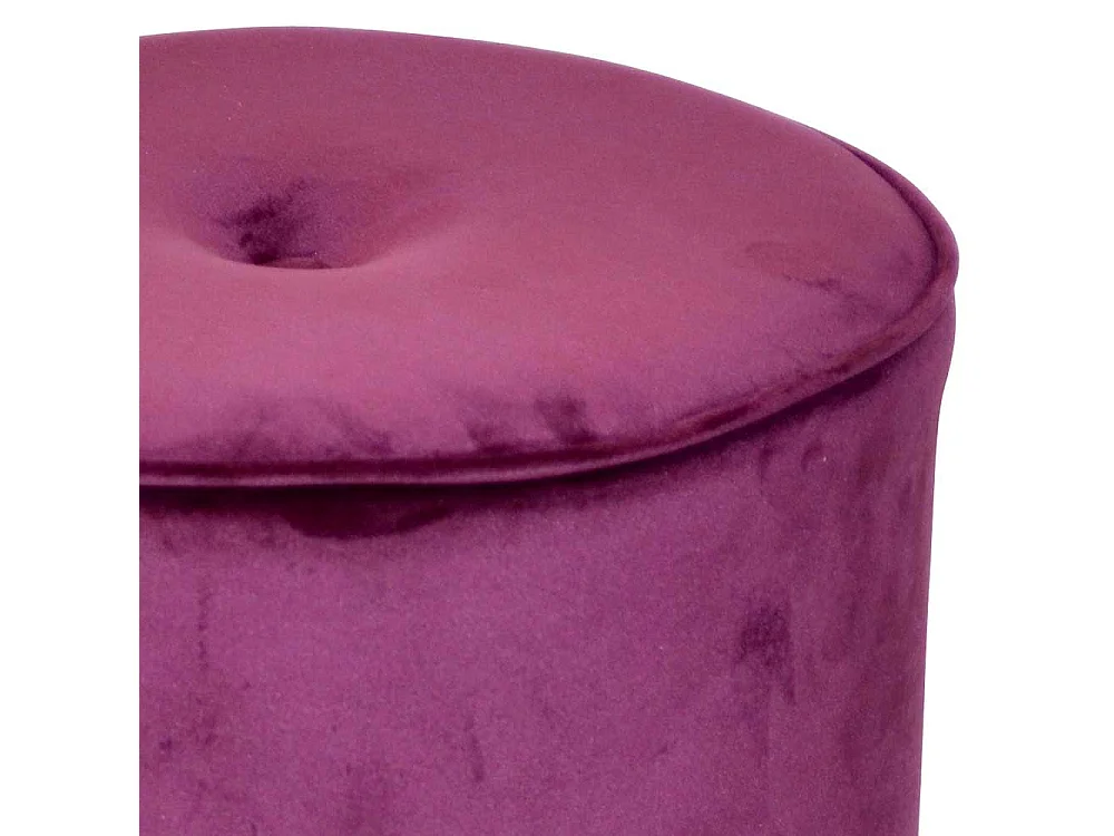 Runder Samt Sitzpouf in Bordeaux und Goldfarben 43 cm hoch