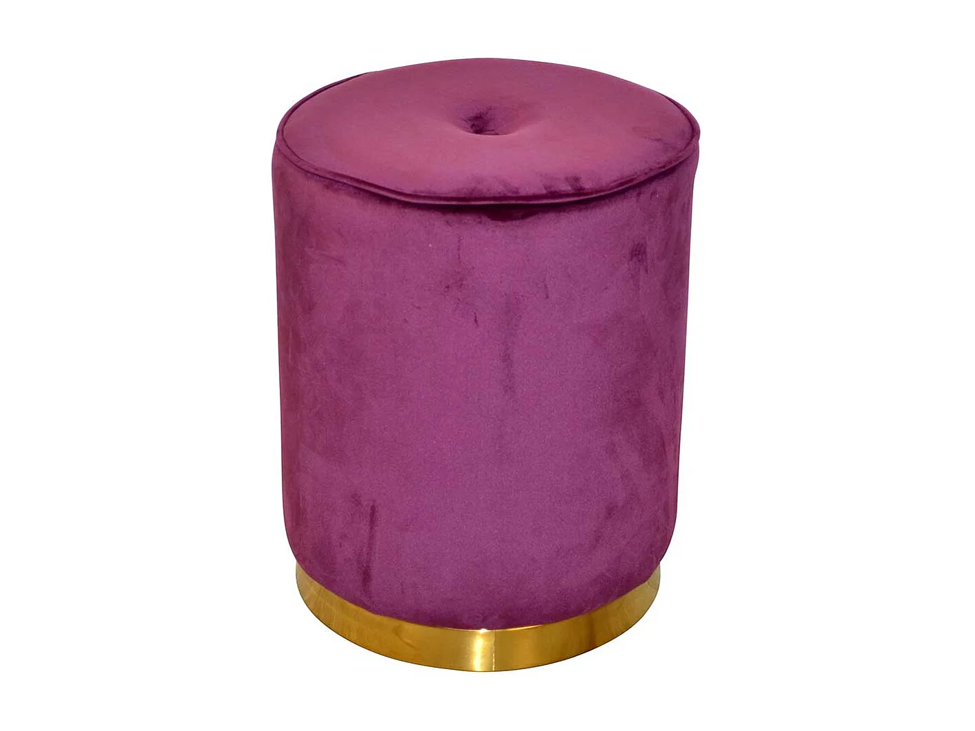 Runder Samt Sitzpouf in Bordeaux und Goldfarben 43 cm hoch