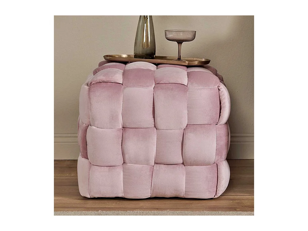 Hocker Sitzhocker in Rosa aus Samt