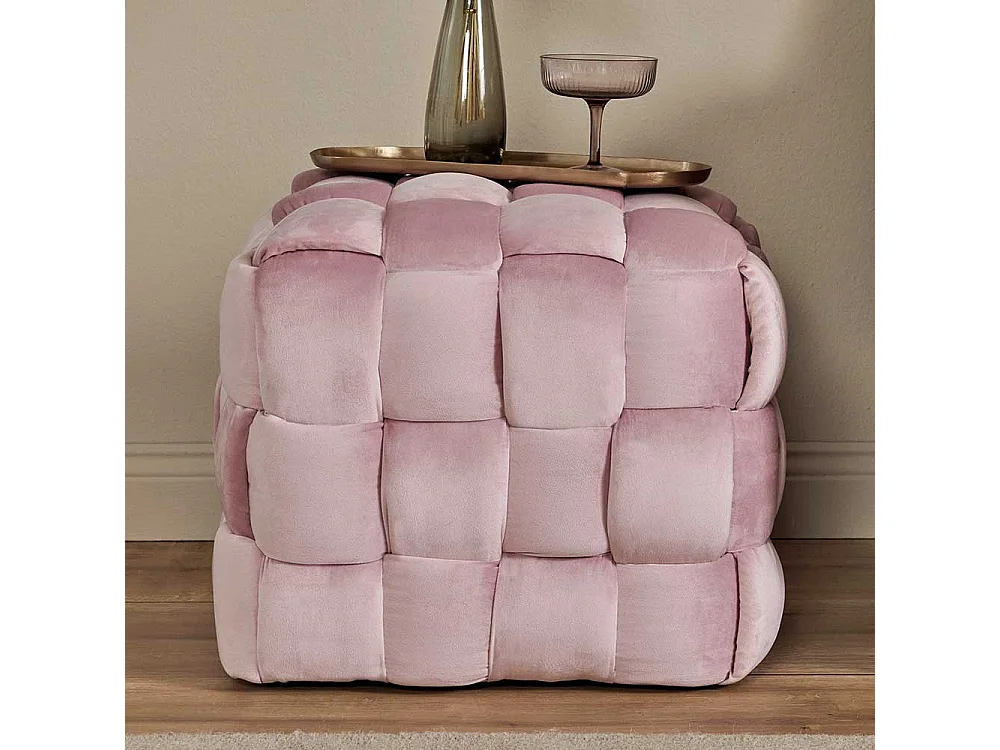 Hocker Sitzhocker in Rosa aus Samt