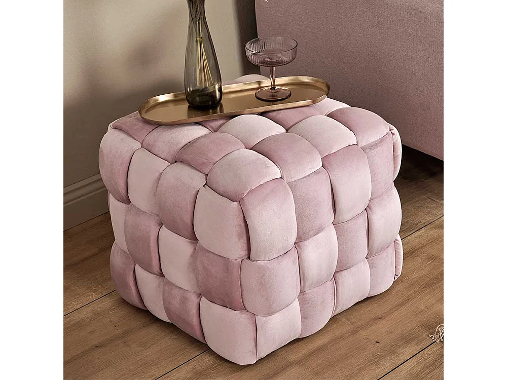 Hocker Sitzhocker in Rosa aus Samt