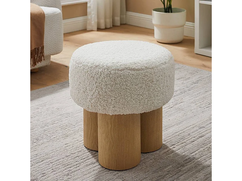 Hocker Beistellhocker in Weiß und Eschefarben