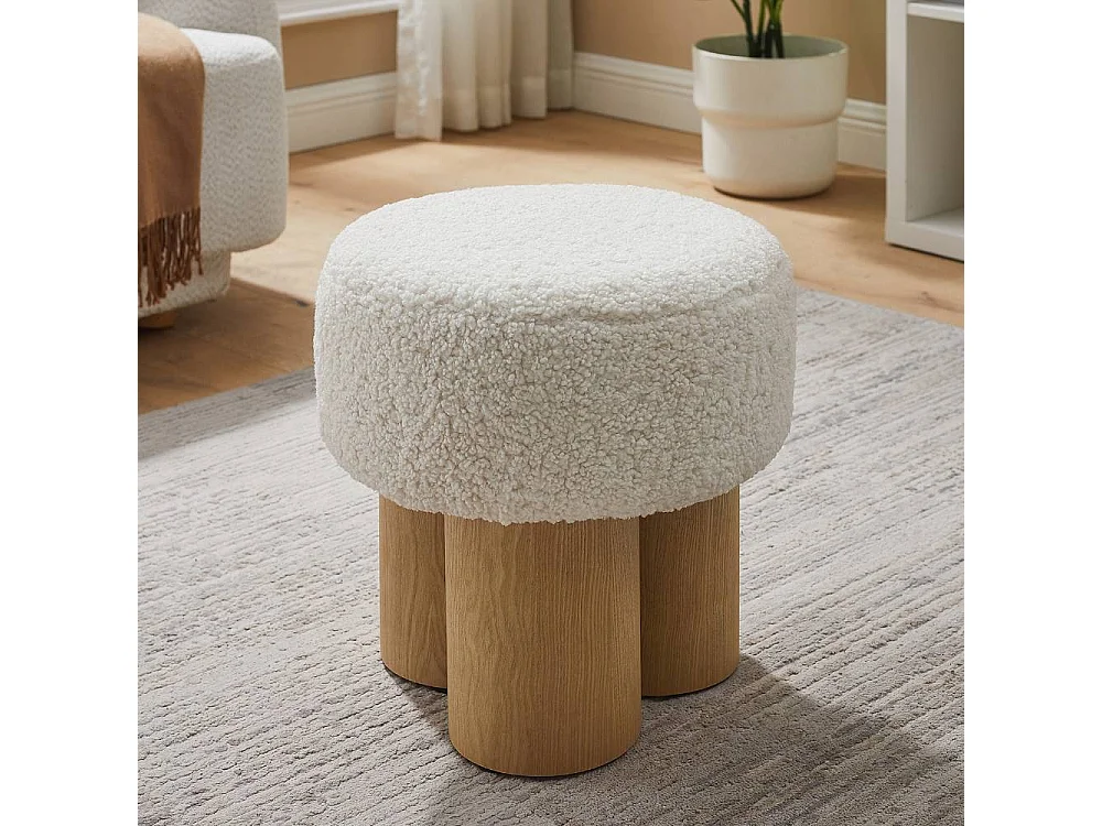 Hocker Beistellhocker in Weiß und Eschefarben