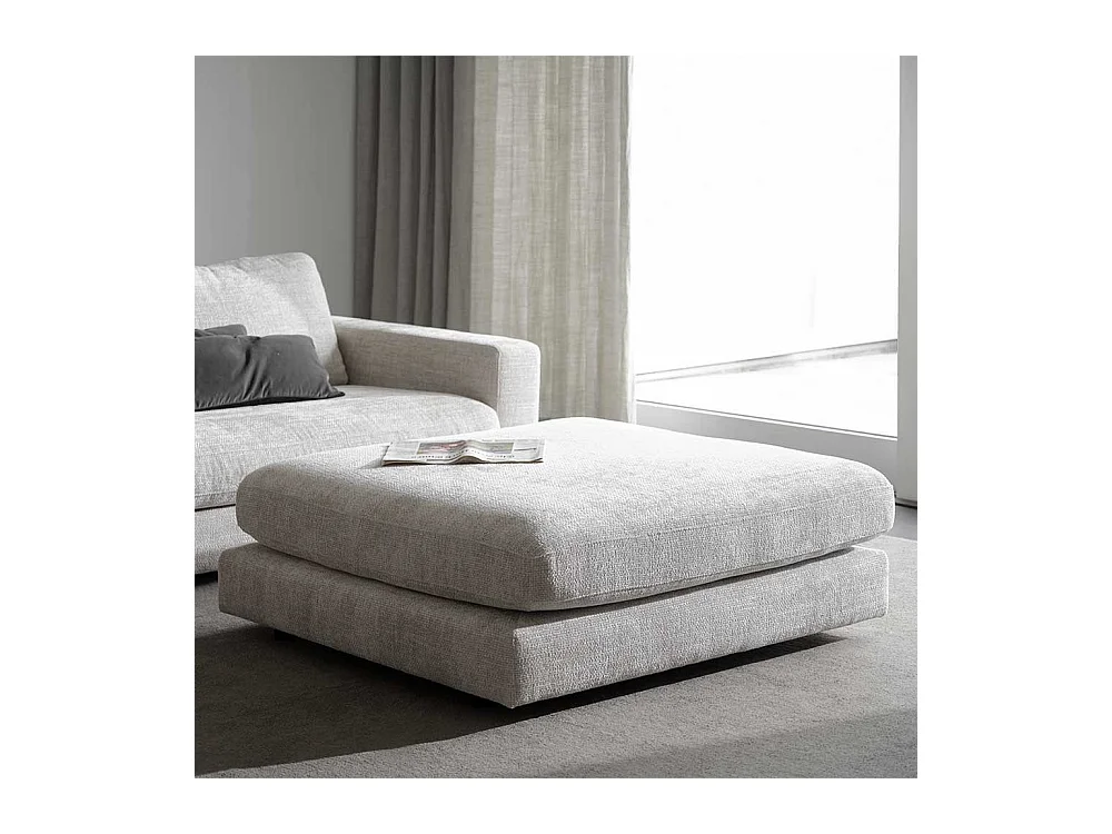 Couchhocker hellgrau modern aus Webstoff 112 cm breit - 103 cm tief