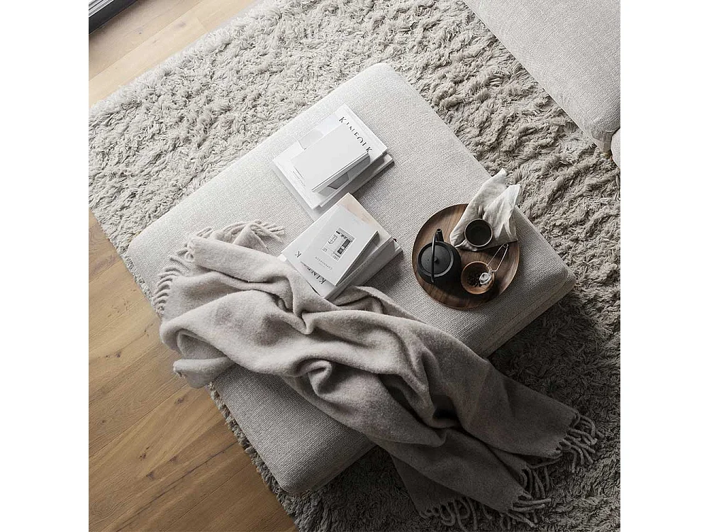 Couchhocker hellgrau modern aus Webstoff 112 cm breit - 103 cm tief