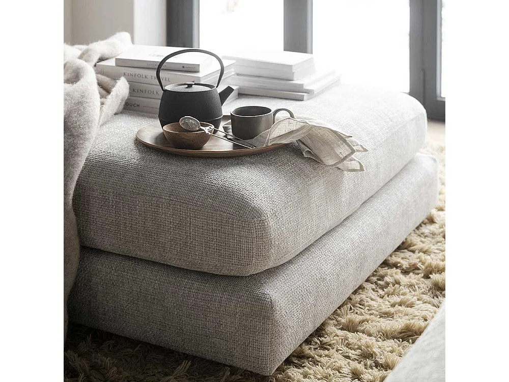 Couchhocker hellgrau modern aus Webstoff 112 cm breit - 103 cm tief