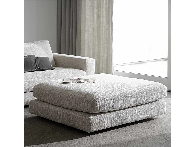 Couchhocker hellgrau modern aus Webstoff 112 cm breit - 103 cm tief