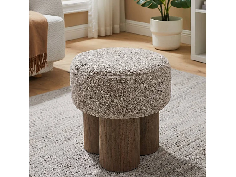 Polsterhocker Hocker 49 cm hoch aus Webplüsch