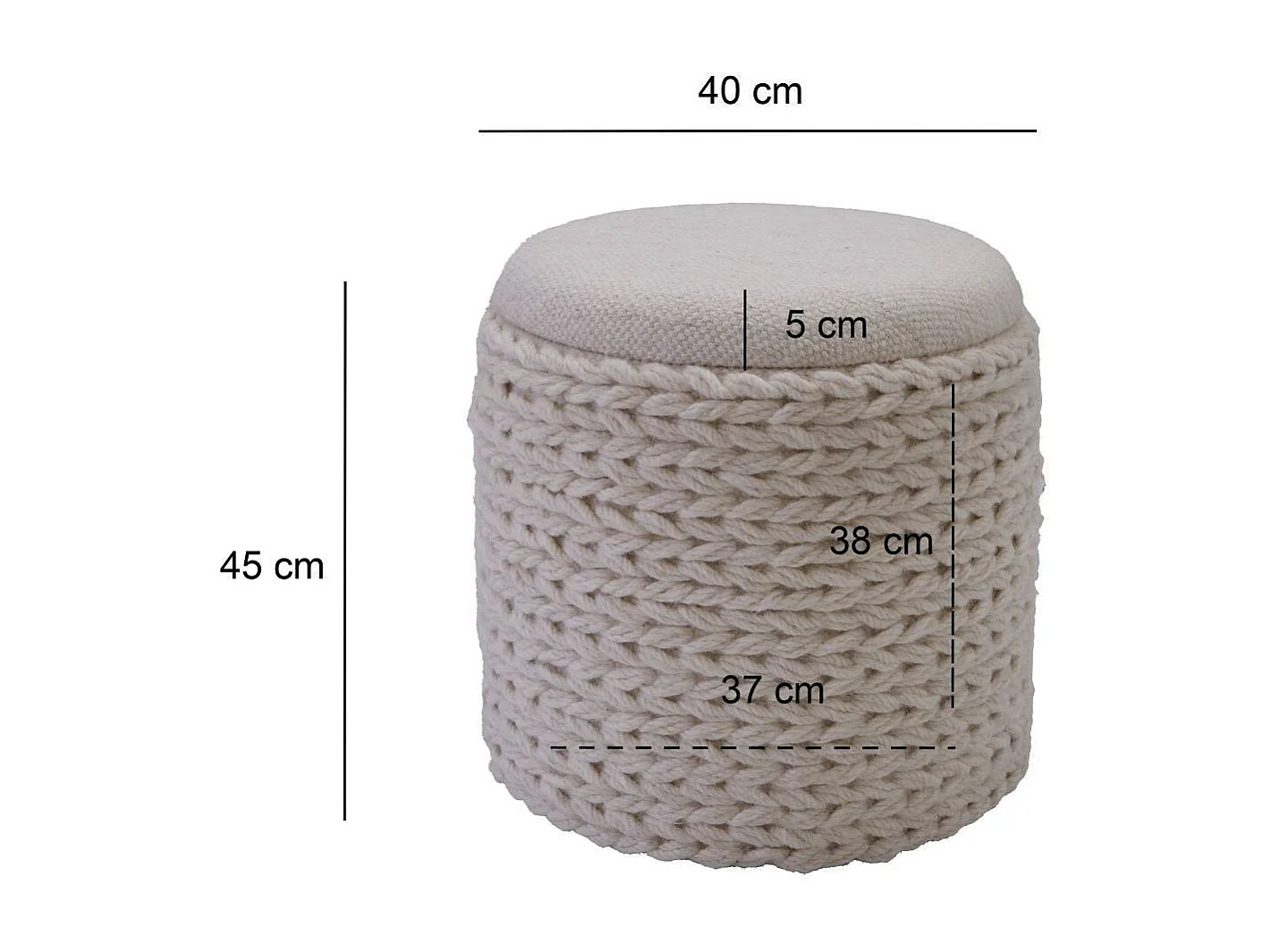 Polsterhocker Pouf in Cremeweiß im Skandi Design
