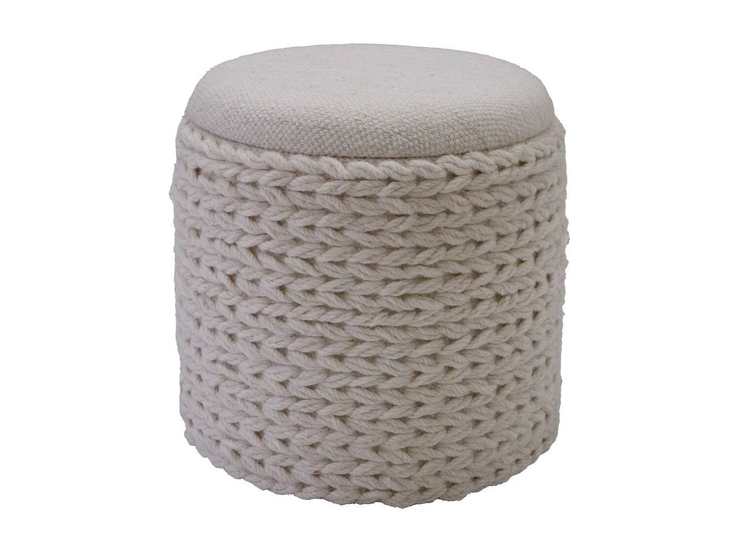 Polsterhocker Pouf in Cremeweiß im Skandi Design