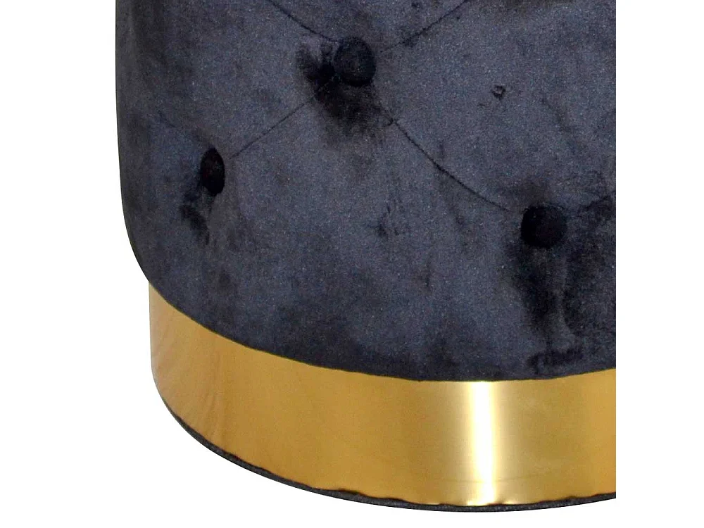 Samt Polsterhocker mit Stauraum Schwarz und Goldfarben