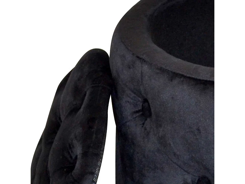 Samt Polsterhocker mit Stauraum Schwarz und Goldfarben