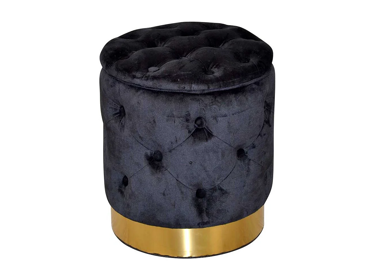 Samt Polsterhocker mit Stauraum Schwarz und Goldfarben