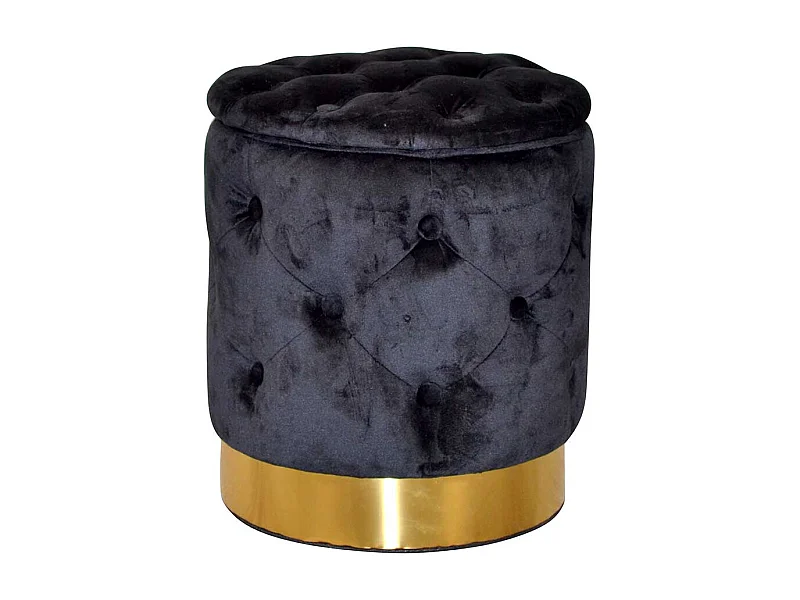 Samt Polsterhocker mit Stauraum Schwarz und Goldfarben