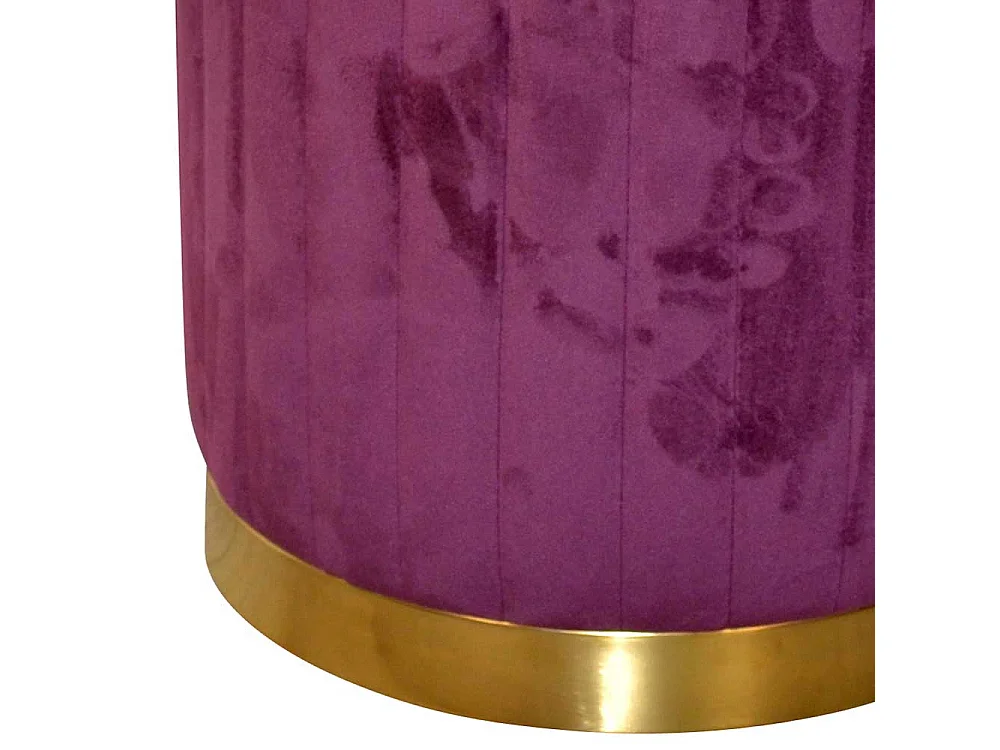 Sitzhocker aus Samt Bordeaux und Goldfarben