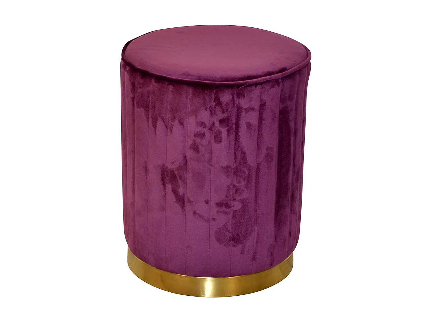 Sitzhocker aus Samt Bordeaux und Goldfarben