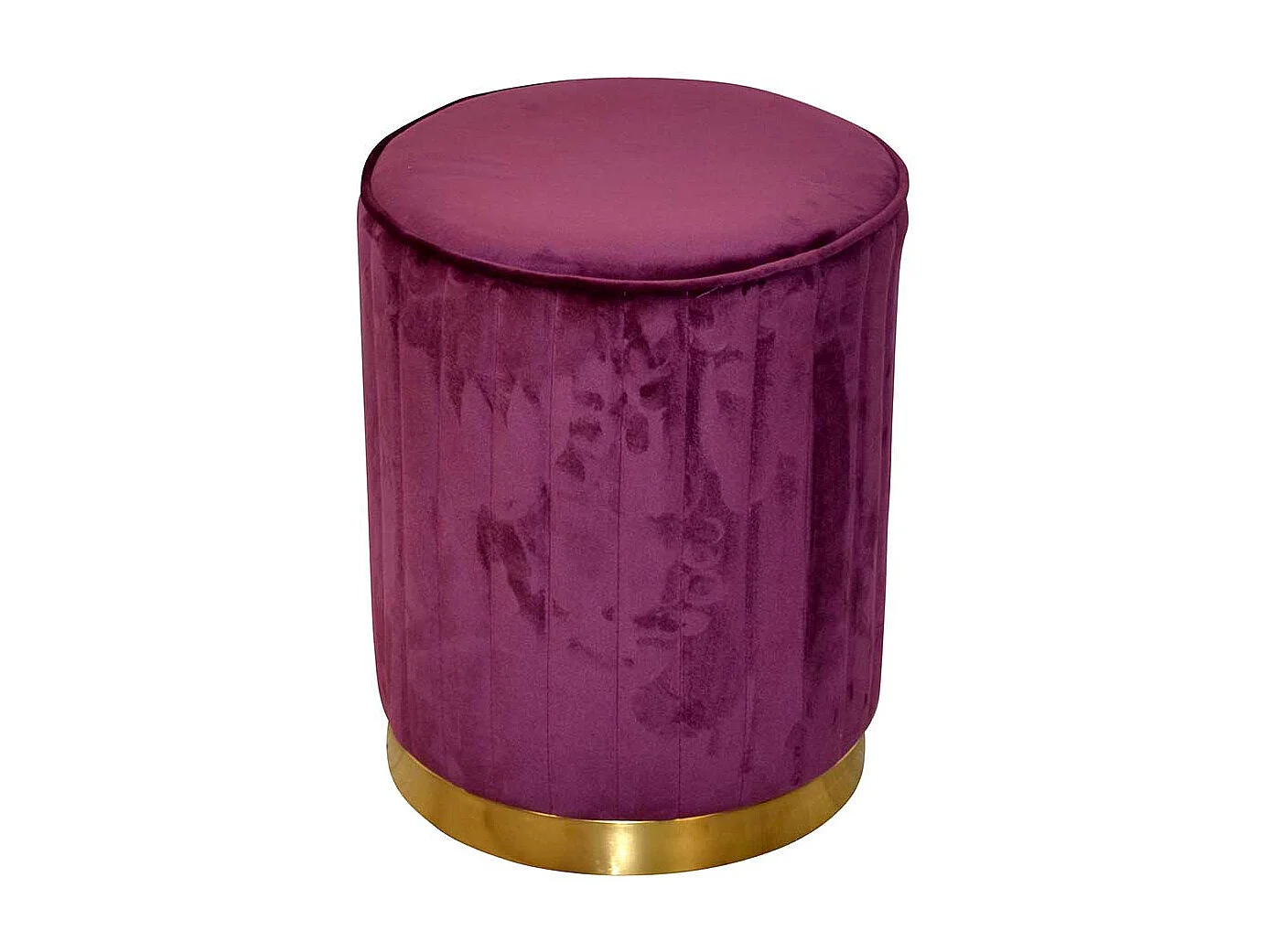 Sitzhocker aus Samt Bordeaux und Goldfarben