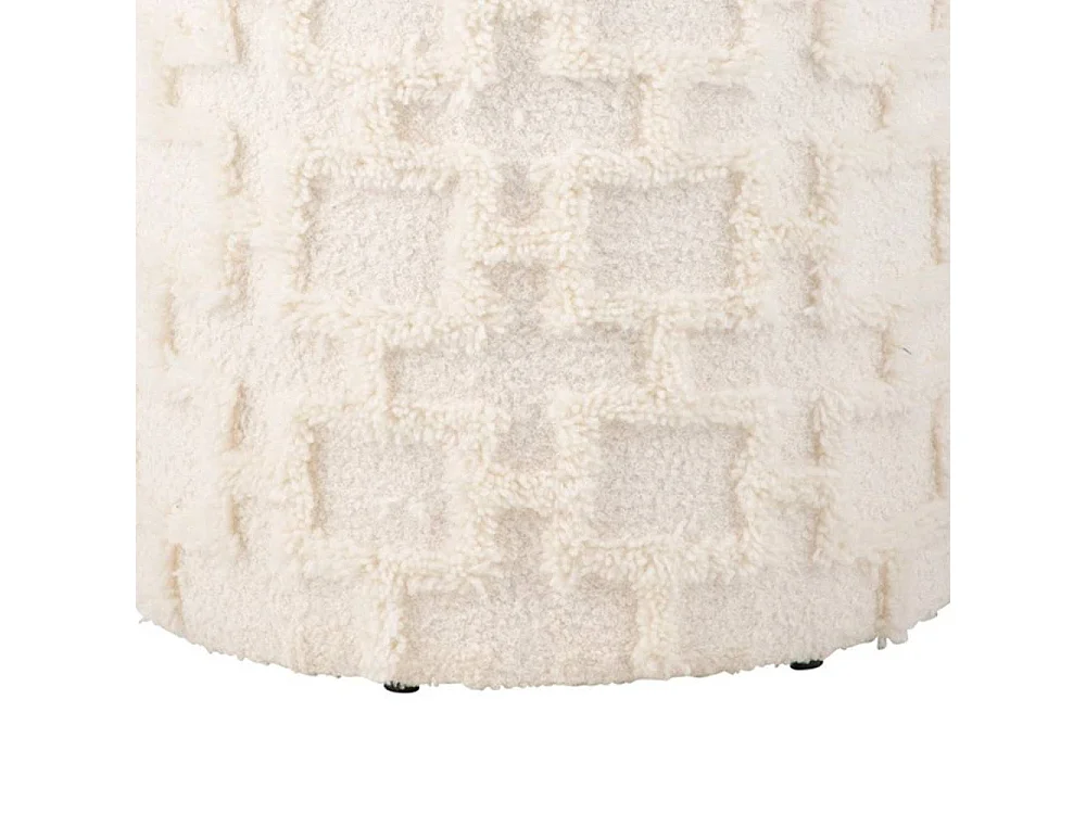 Hocker Beistellhocker in Cremeweiß aus Strukturstoff