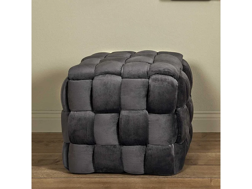 Sitzwürfel Couchhocker in Grau aus Samt