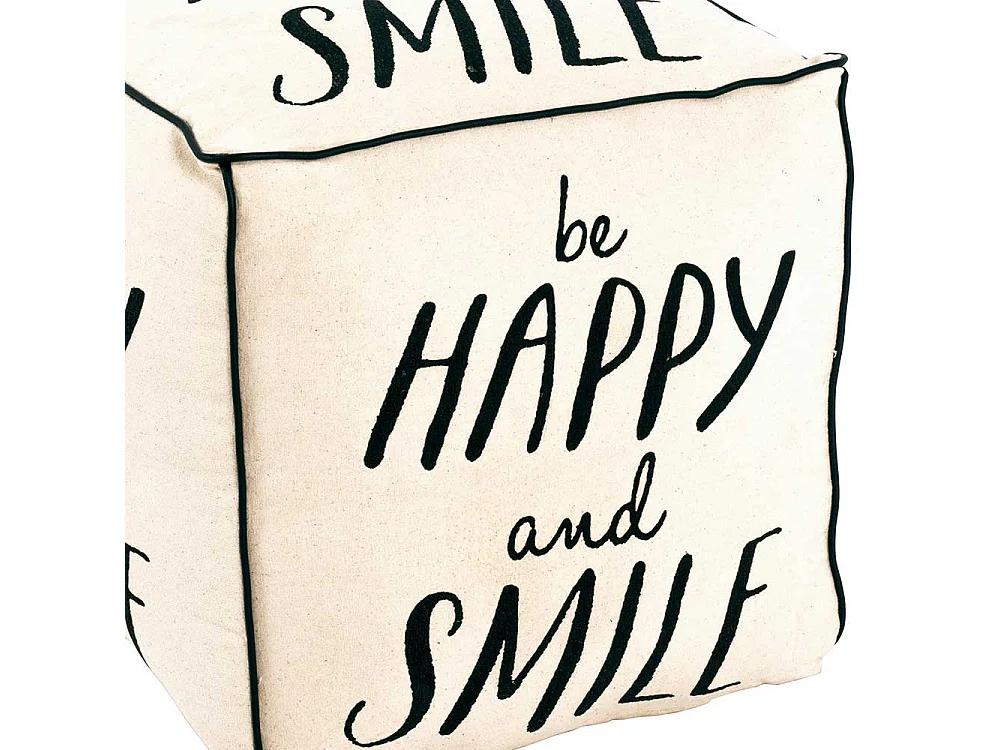 Sitzwürfel in Weiß und Weiß Spruch Print