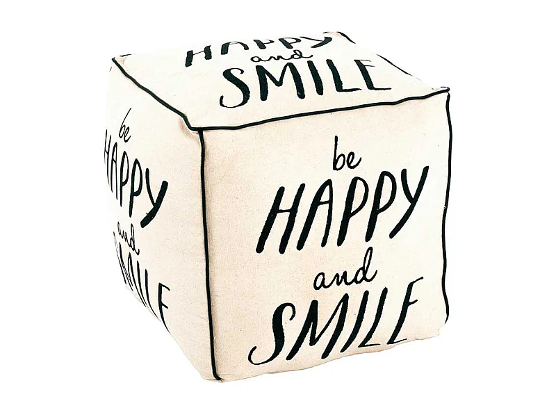 Sitzwürfel in Weiß und Weiß Spruch Print