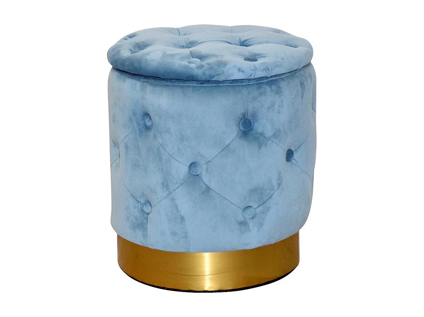 Samt Beistellhocker mit Stauraum Hellblau