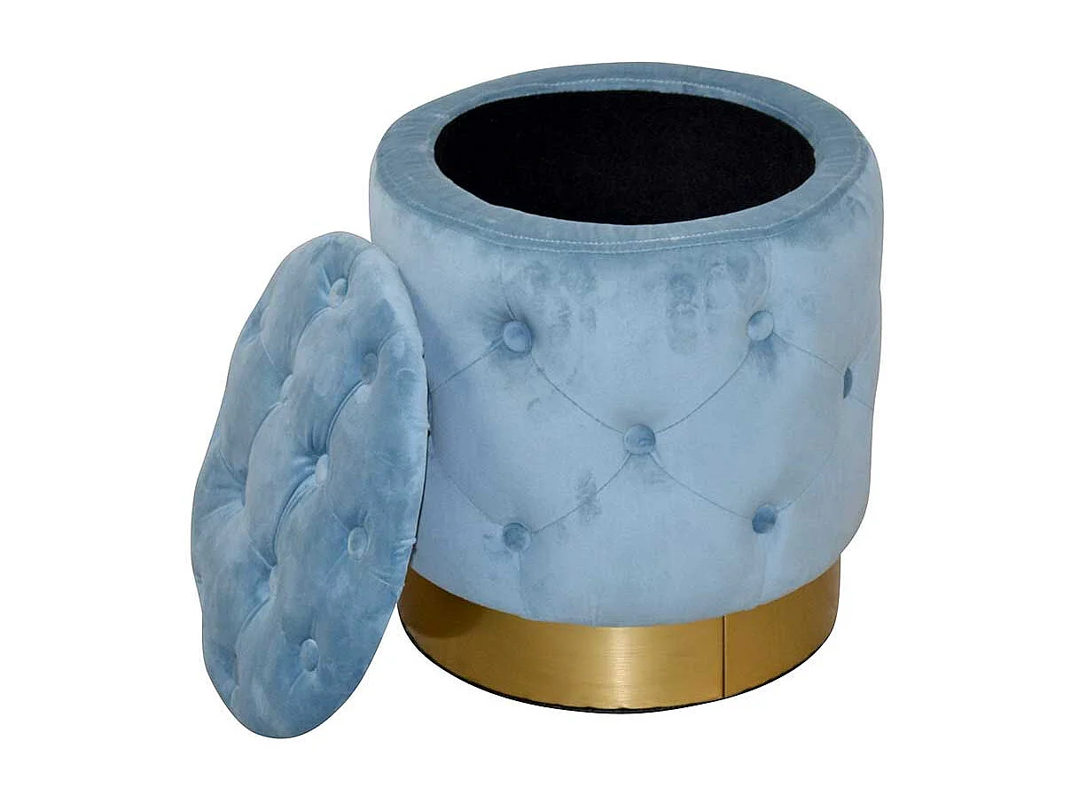Samt Beistellhocker mit Stauraum Hellblau