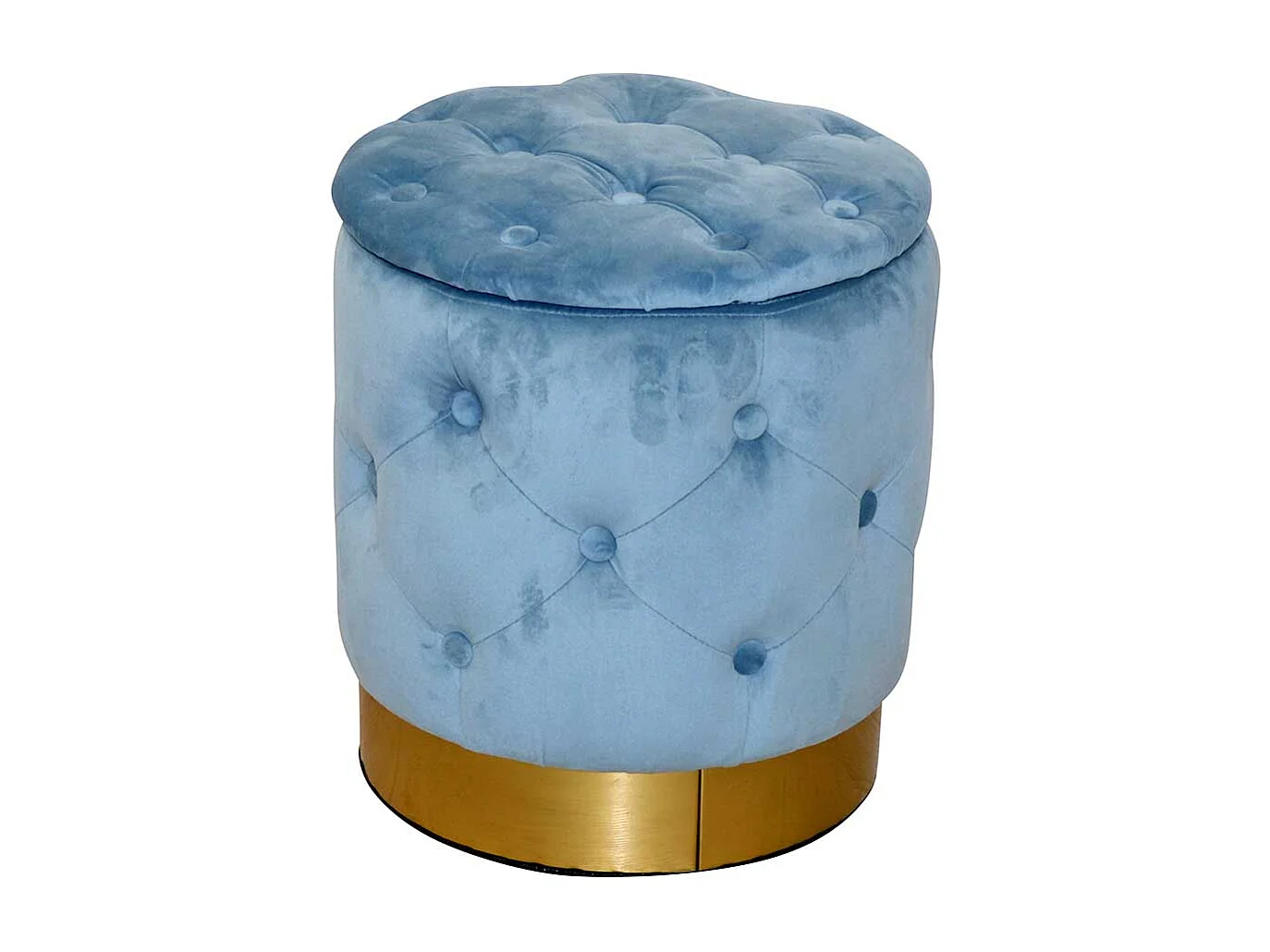 Samt Beistellhocker mit Stauraum Hellblau