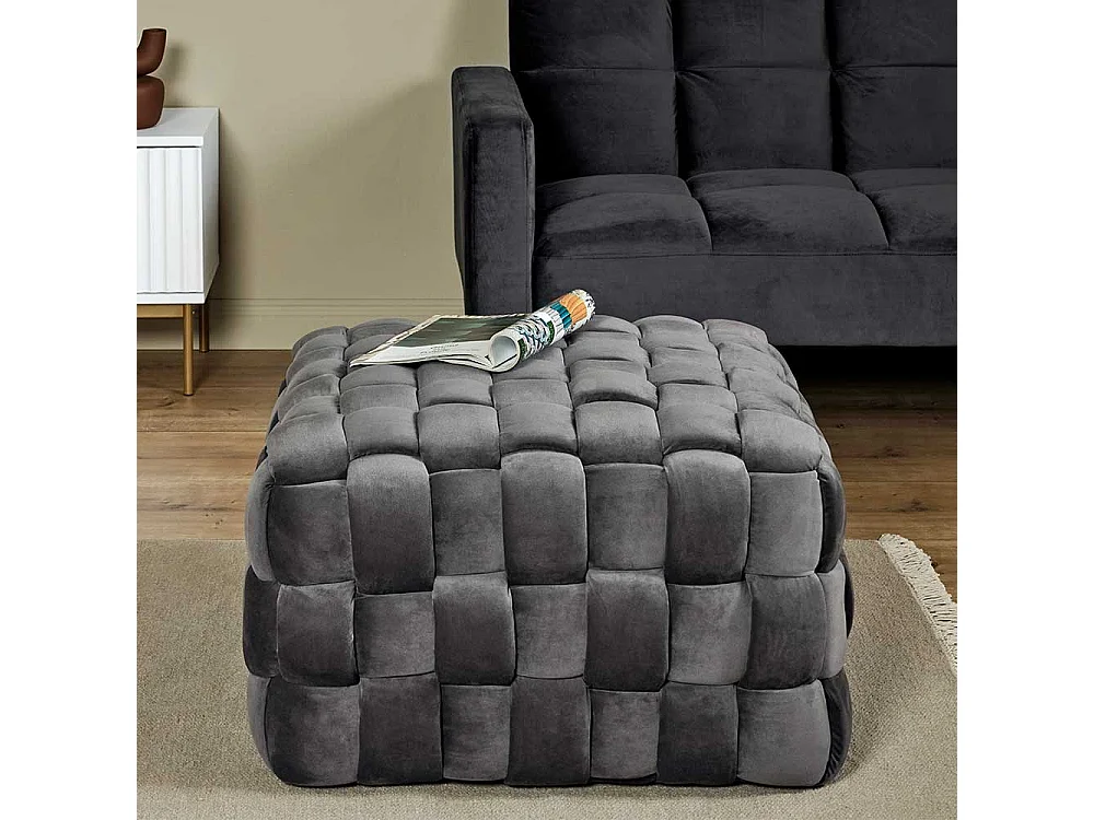 Sitzwürfel Couchhocker in Grau aus Samt