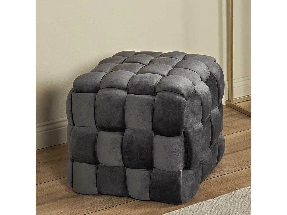 Sitzwürfel Couchhocker in Grau aus Samt