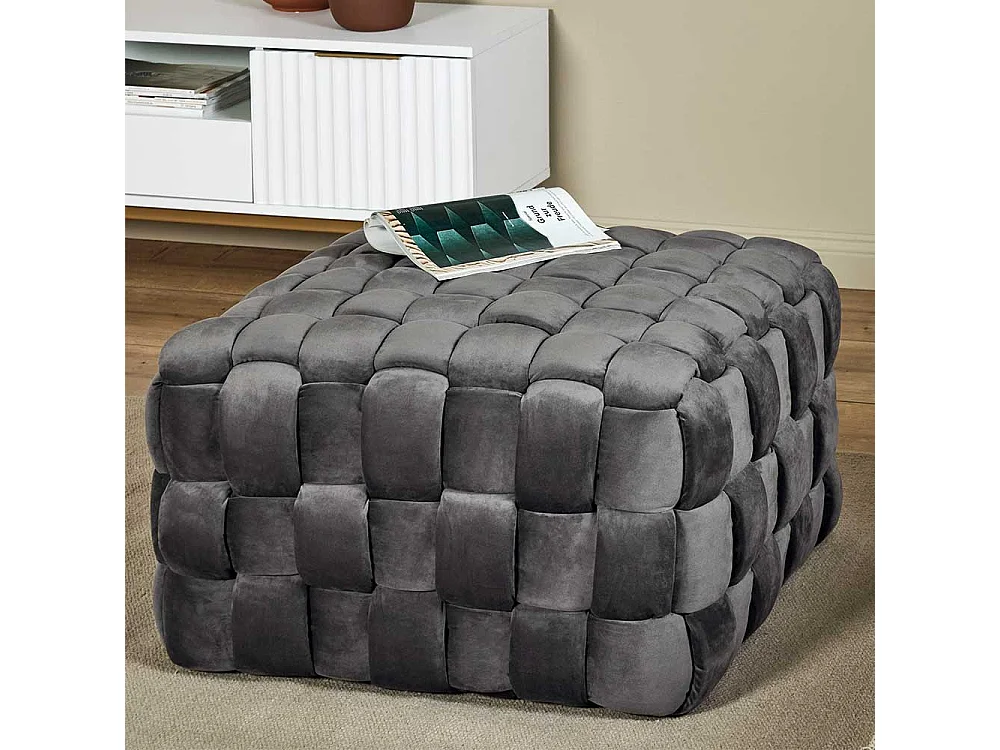 Sitzwürfel Couchhocker in Grau aus Samt