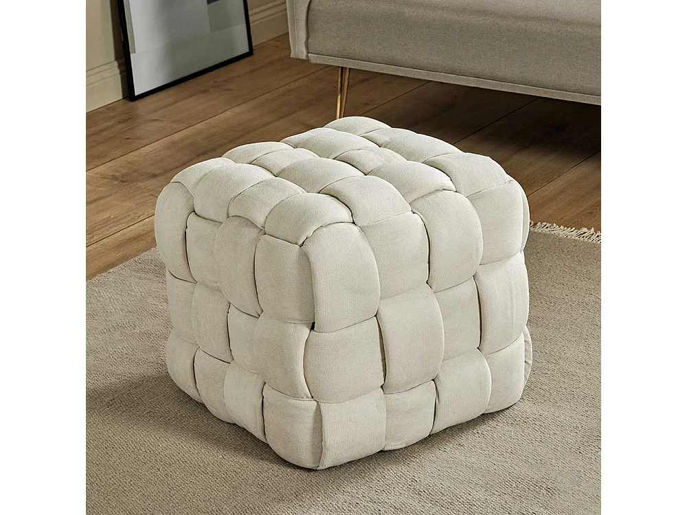 Sitzhocker Hocker in Cremeweiß und quadratischer Form