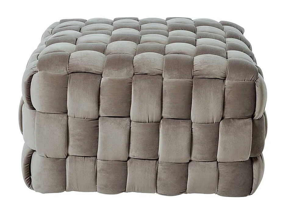 Polsterhocker Sitzwürfel in Taupe und Flechtoptik