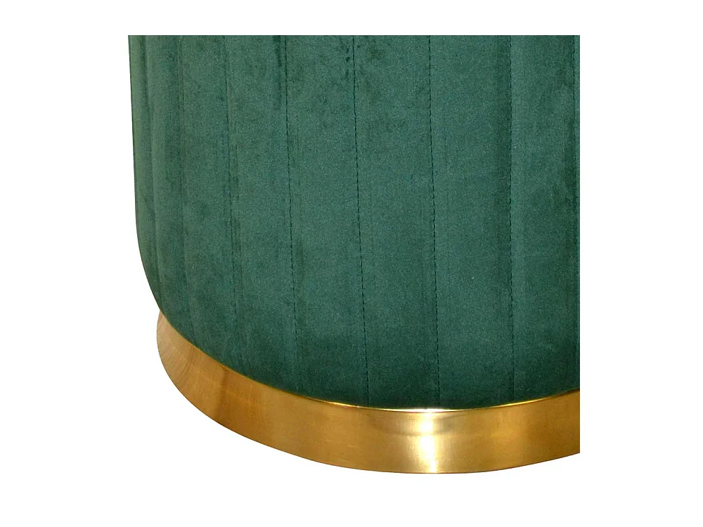 Samt Sitzpouf in Grün und Goldfarben Retrostil