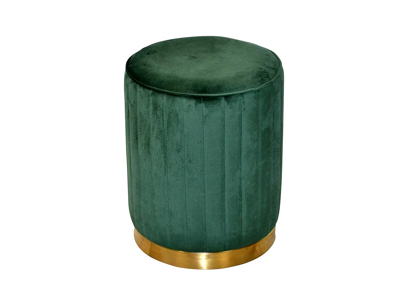 Samt Sitzpouf in Grün und Goldfarben Retrostil
