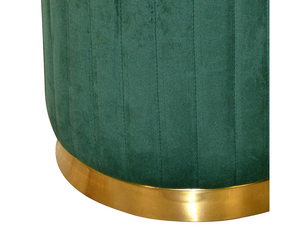 Samt Sitzpouf in Grün und Goldfarben Retrostil