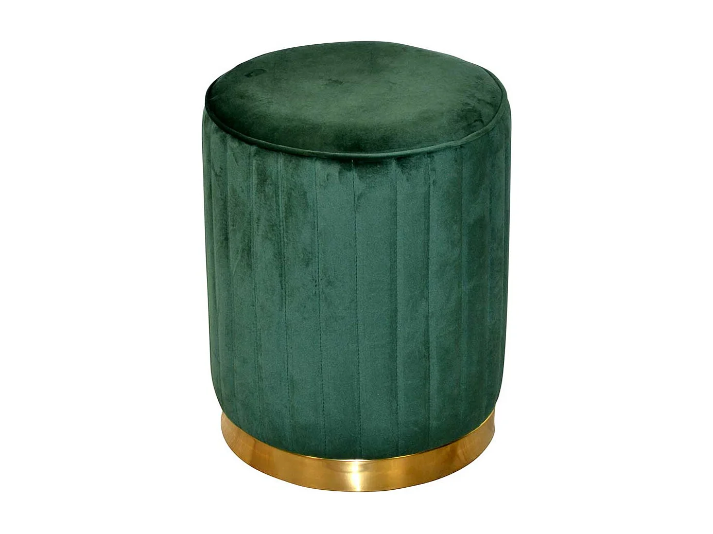 Samt Sitzpouf in Grün und Goldfarben Retrostil