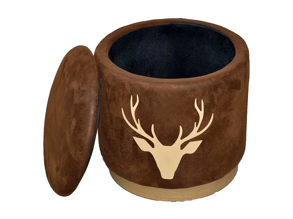 Country Polsterhocker mit Hirsch Motiv Microfaser